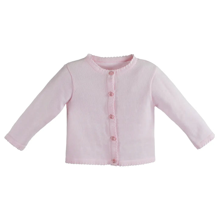 Scalloped Edge Cardigan Sweater - Pink