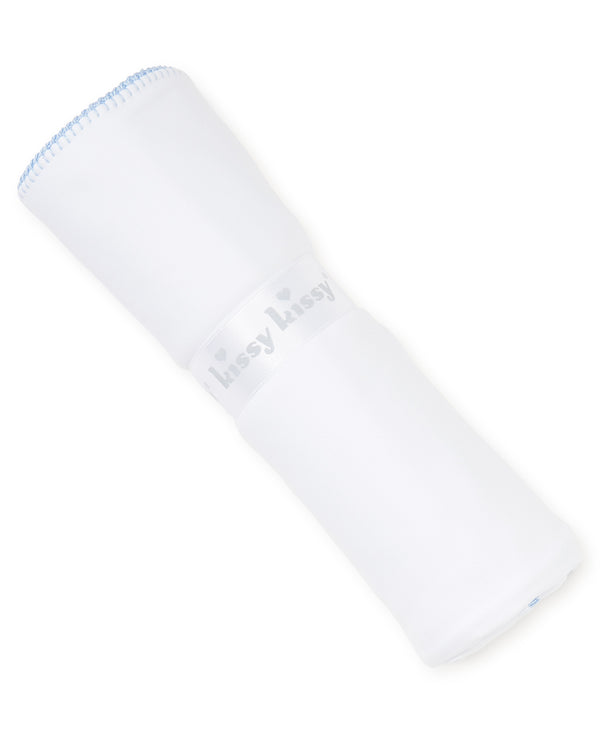 White/Medium Blue New Premier Basics Blanket