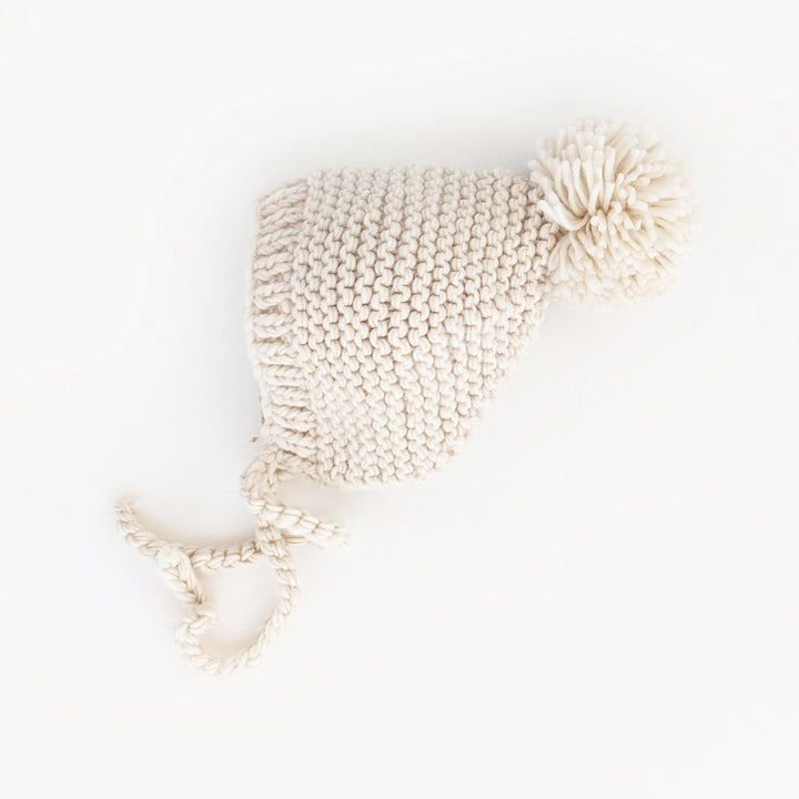 Natural Garter Stitch Knit Bonnet
