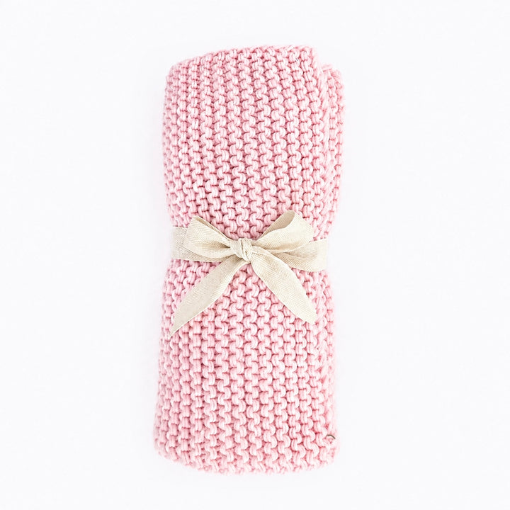 Blush Garter Stitch Knit Blanket