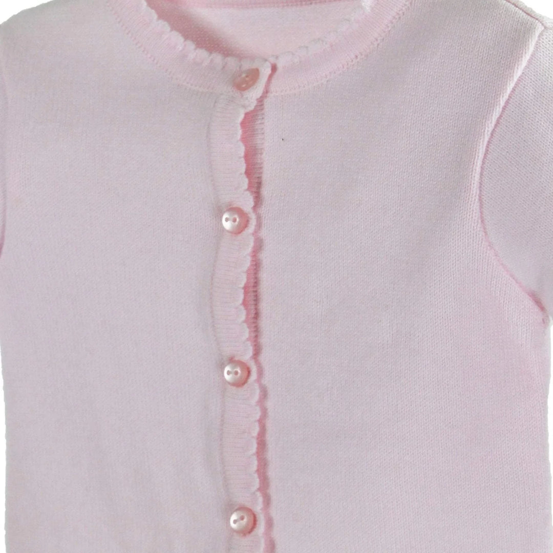 Scalloped Edge Cardigan Sweater - Pink