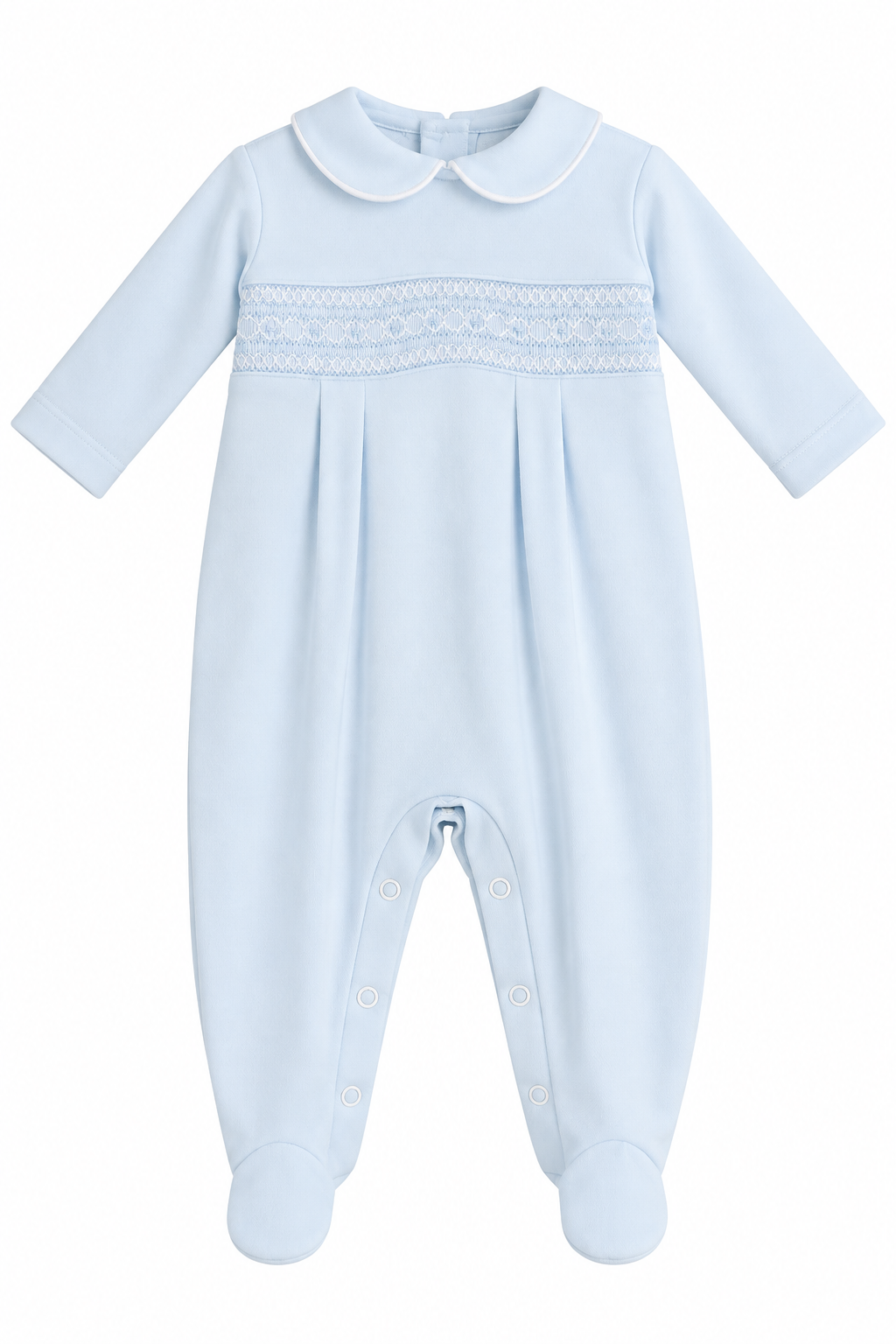 OLIVER - Solid Lt.blue knit boy's long footie