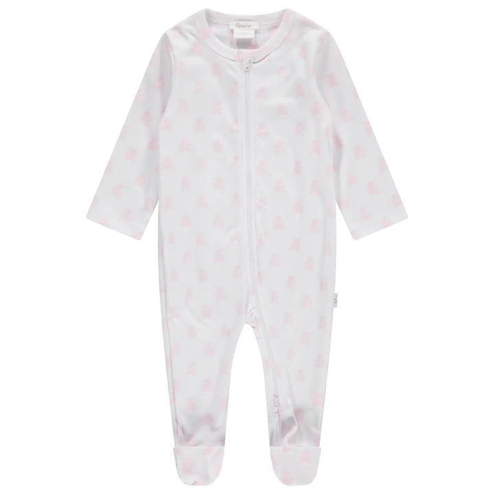 Zipper Footie - Teddy Bear Pink