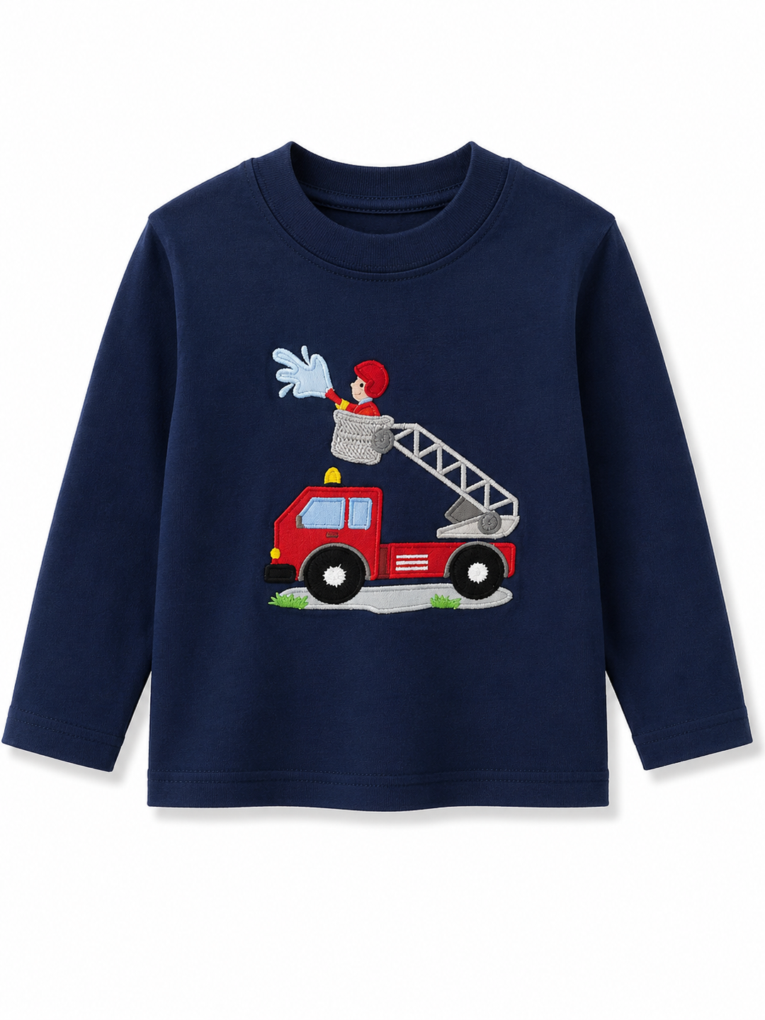 Navy Firetruck Long Sleeve Shirt