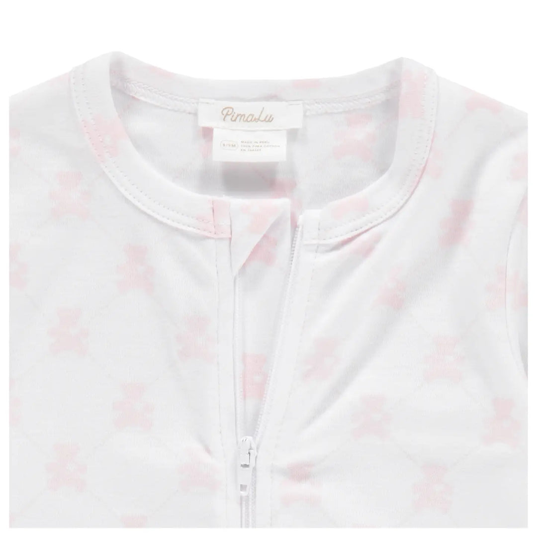 Zipper Footie - Teddy Bear Pink