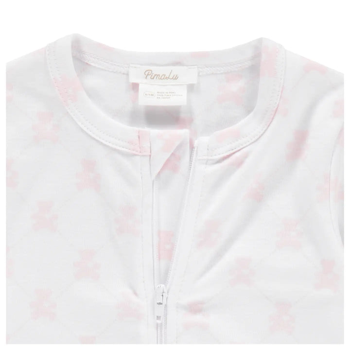 Zipper Footie - Teddy Bear Pink