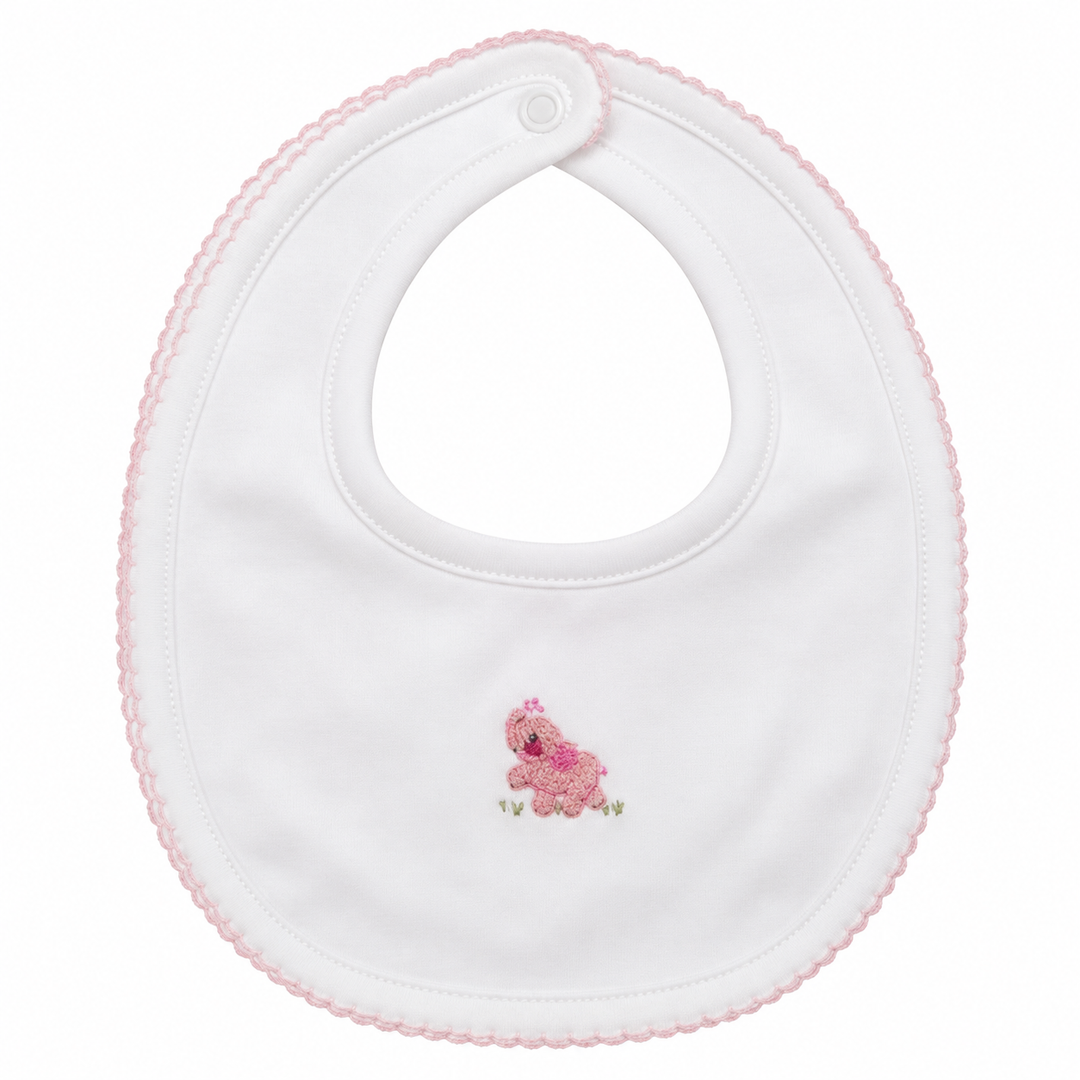 White/Pink Baby Elephant Bib