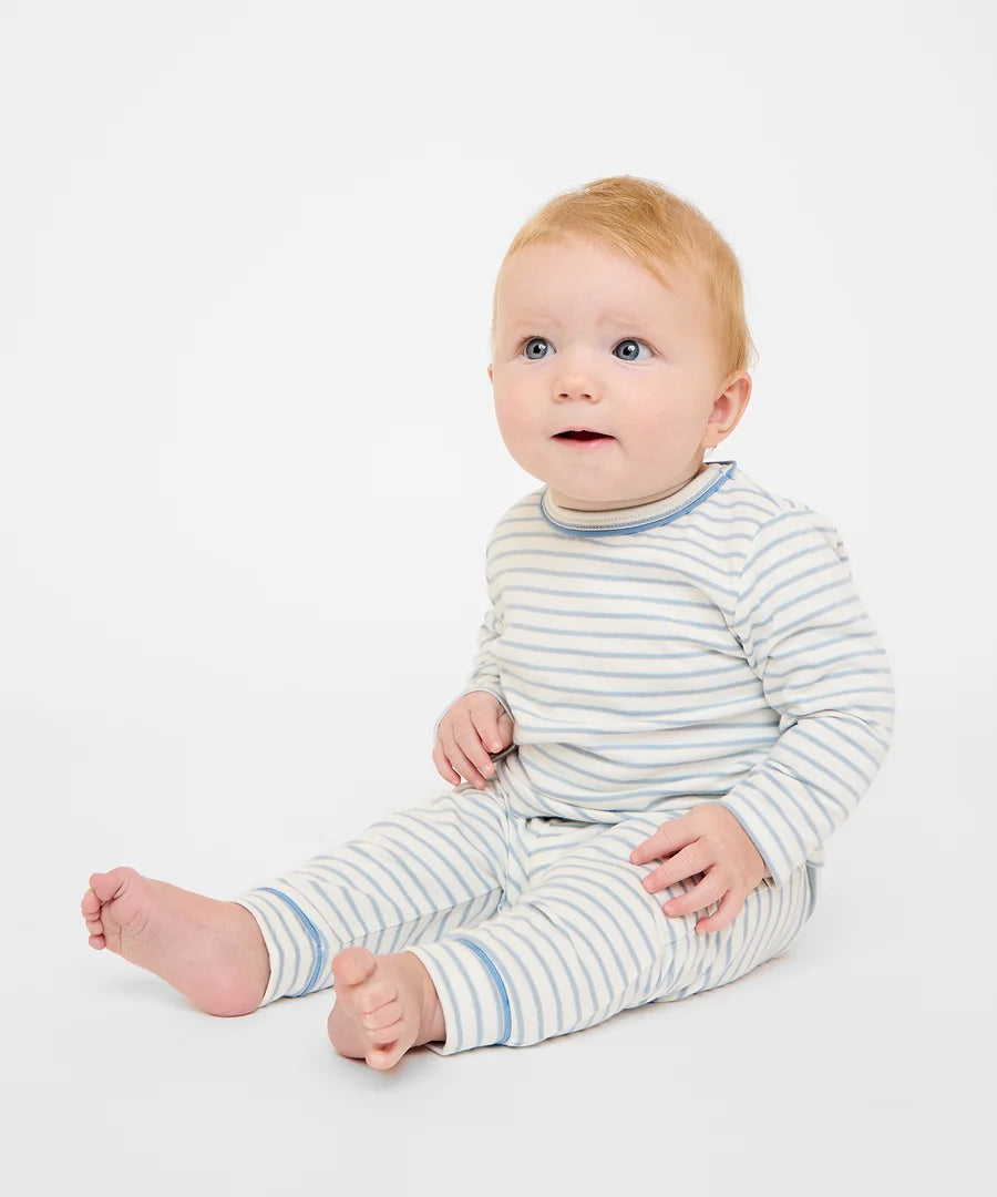 Andy Baby Legging, Dusty Blue Mini Stripe