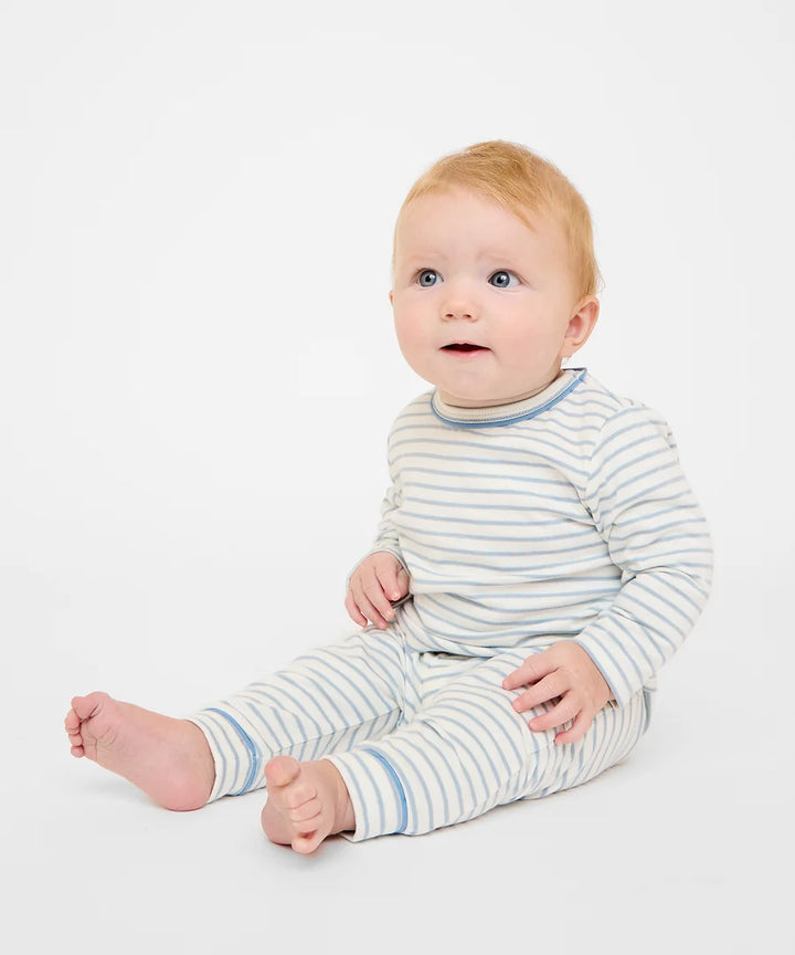 Andy Baby Legging, Dusty Blue Mini Stripe
