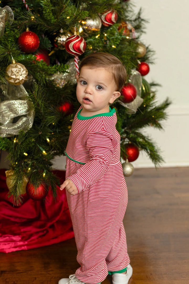 Bennett Romper Red/Green stripe