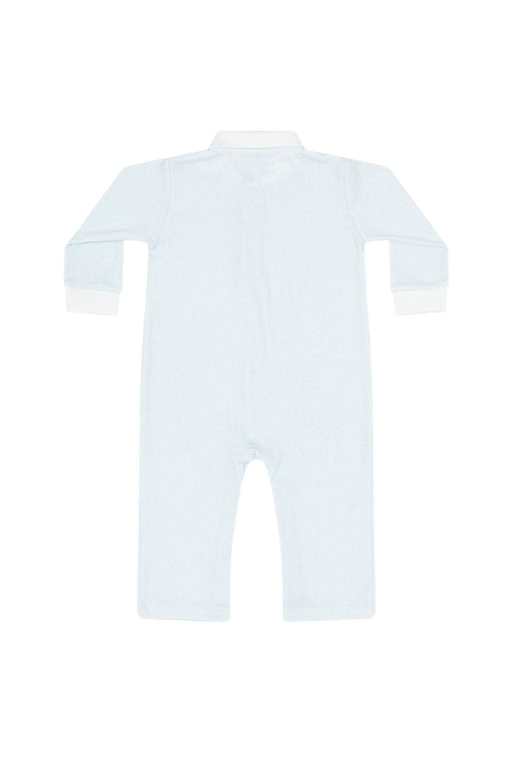 Blue Herringbone Playsuit - Train