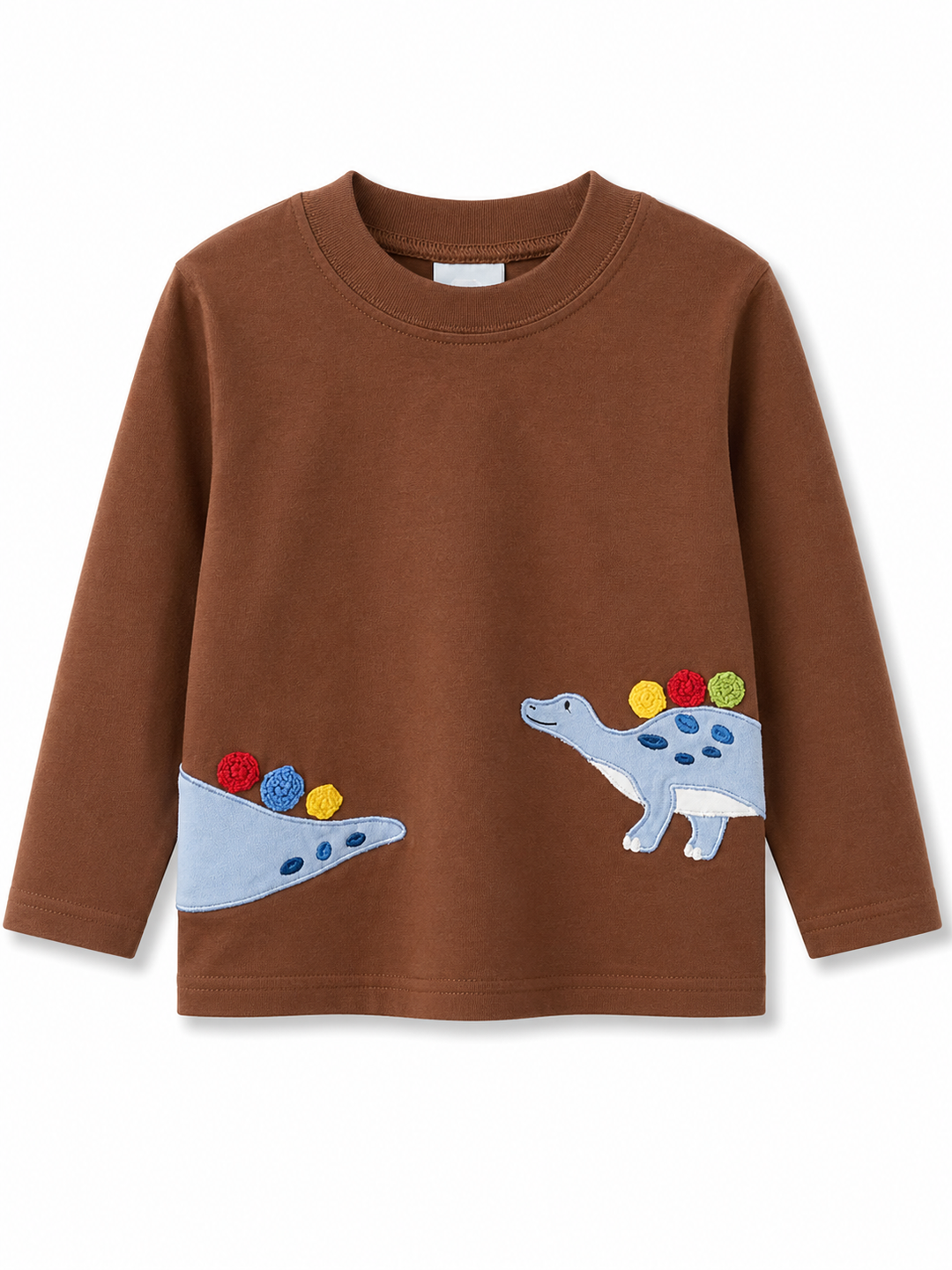 Brown Long Sleeve Blue Dinosaur