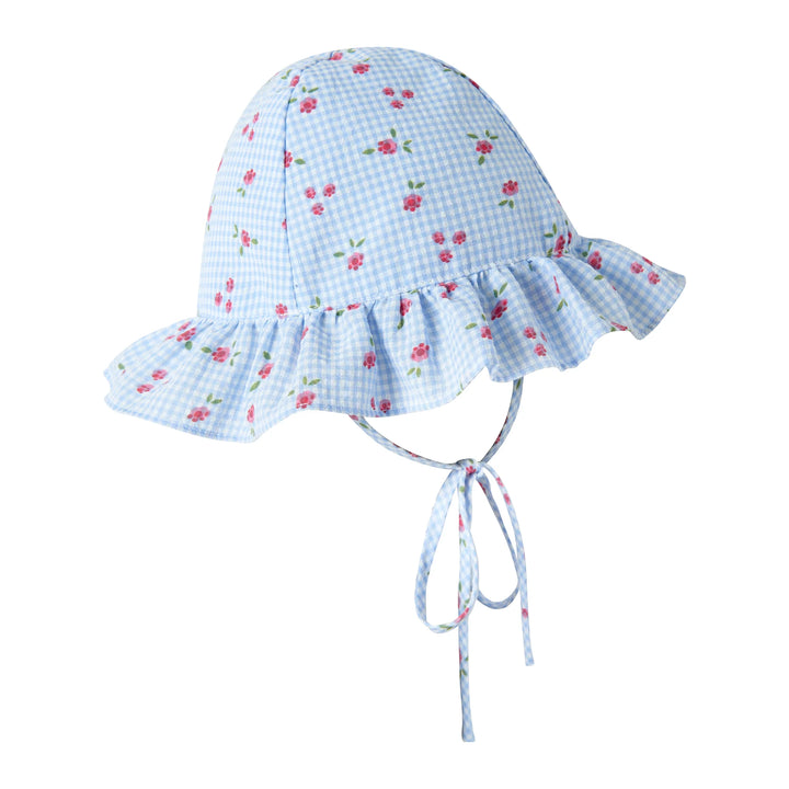 Blue Gingham Floral Sundress & Hat