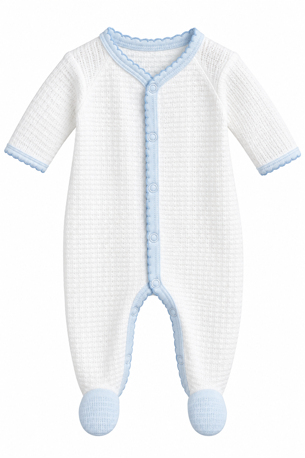 Footie w/ Pima Trim - Blue