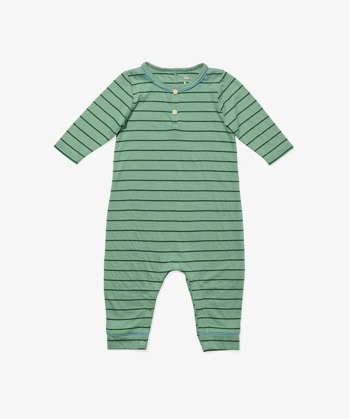 Campbell Romper - Sage Fine Stripe
