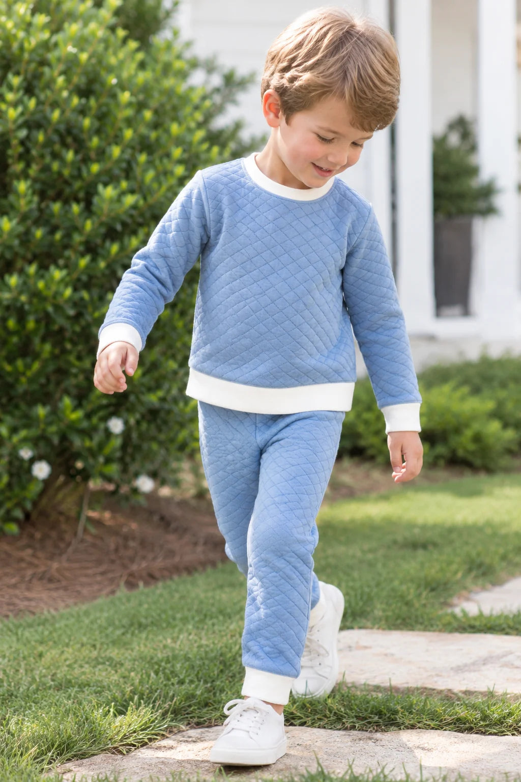 Harris Quilted Playsuit - Baylor Blue