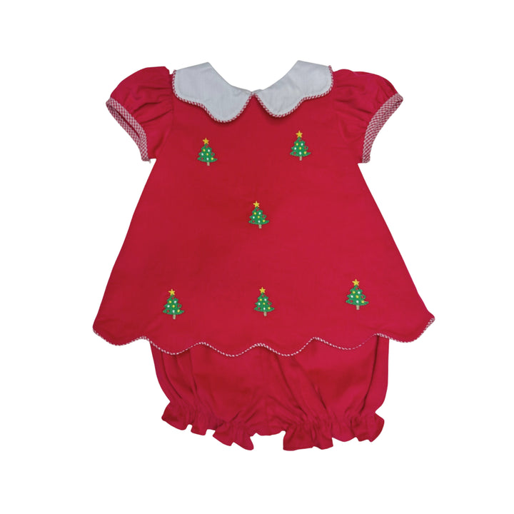 Red Corduroy Girls Christmas Tree Set