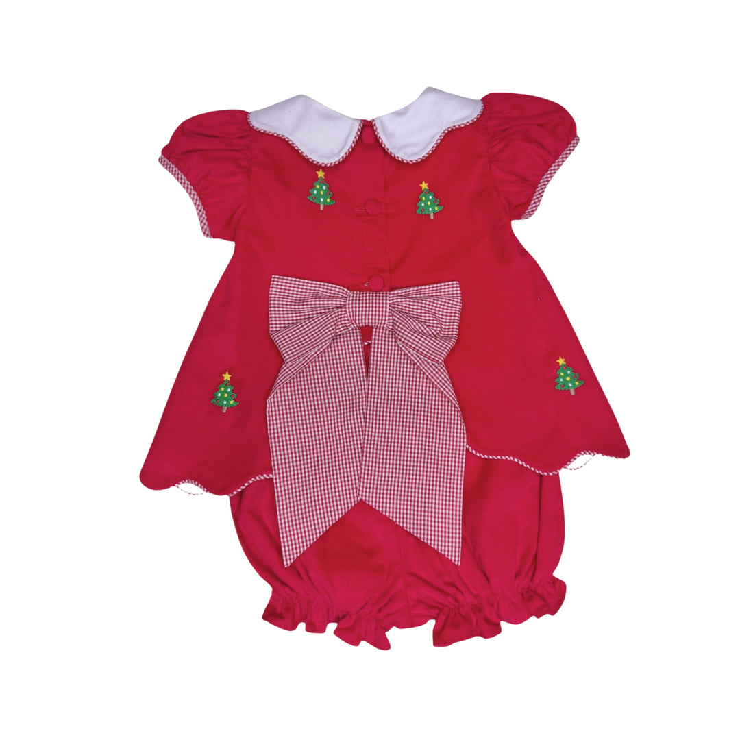 Red Corduroy Girls Christmas Tree Set