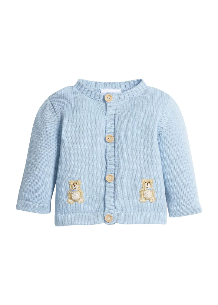 Crochet Cardigan - Blue Teddy Bear