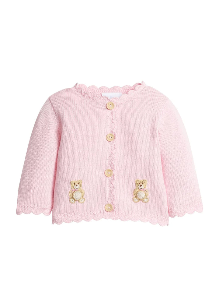 Crochet Cardigan - Pink Teddy Bear