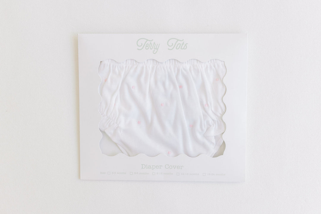 Pink Embroidered Dots Diaper Cover