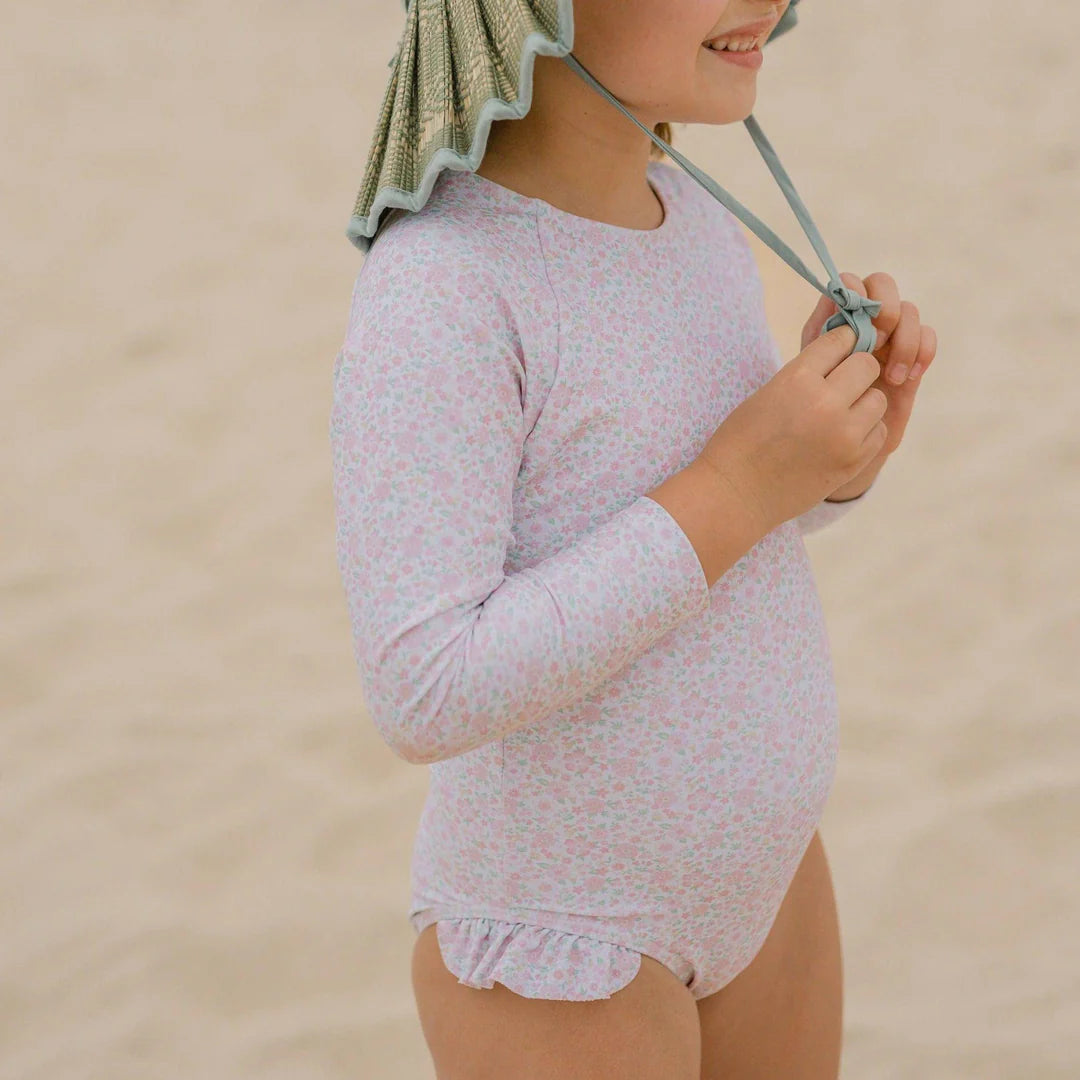 Antique Floral Rashguard One Piece