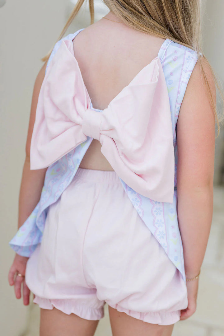 Blue Floral Scallop Lottie Bloomer Set