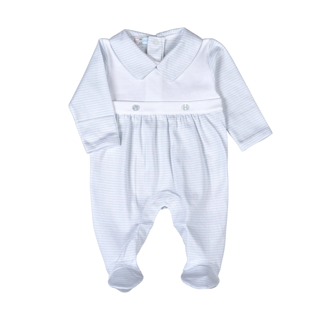 NIC-214 Blue Stripes Bib Pima footie