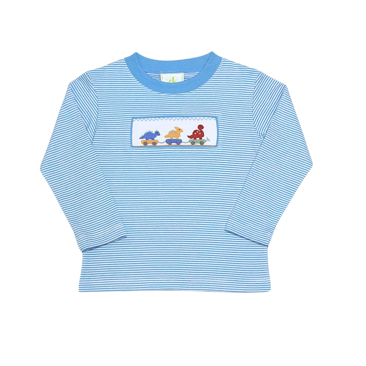 Dino Smocked Striped Shirt Set