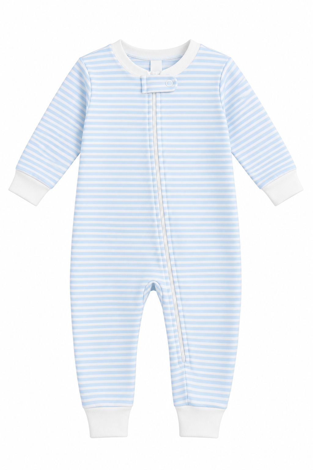 light blue stripes printed printed zipped coverall