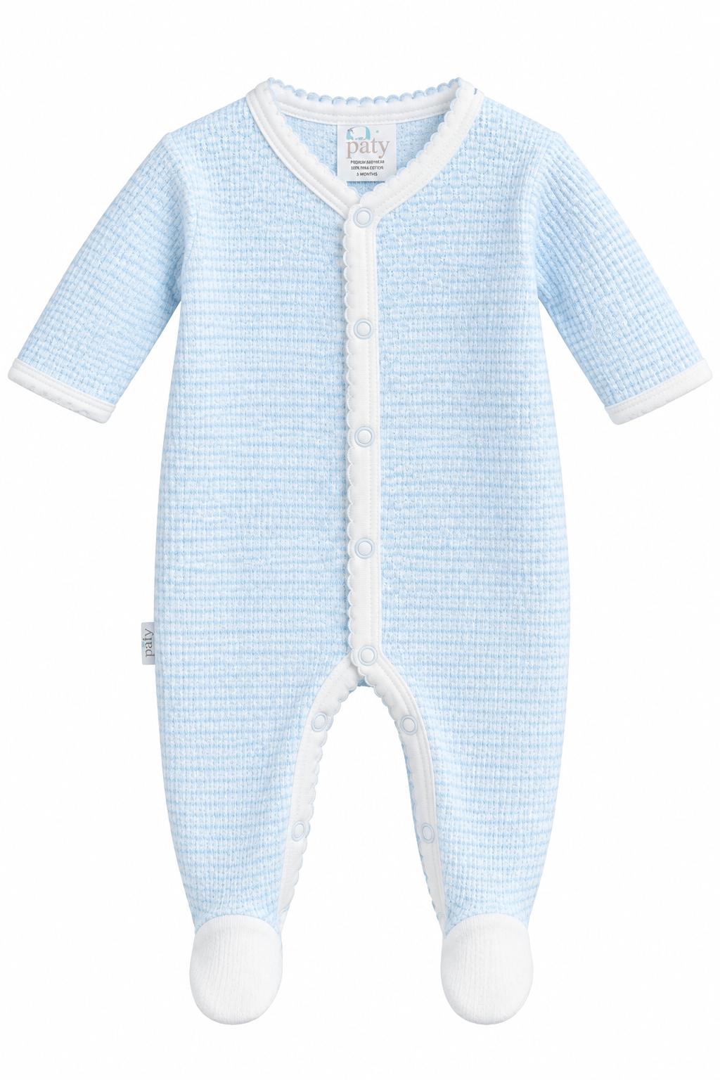 Footie w/ Pima Trim Blue/White