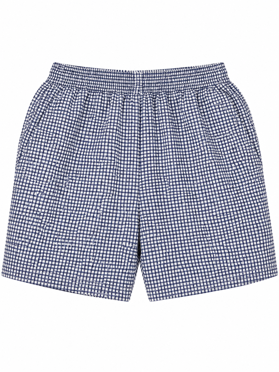 Navy Gingham Print Shorts w/ Slit