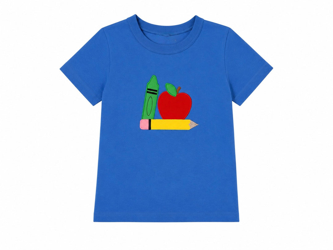 Short Sleeve T-shirt Apple, Crayons, Pencil