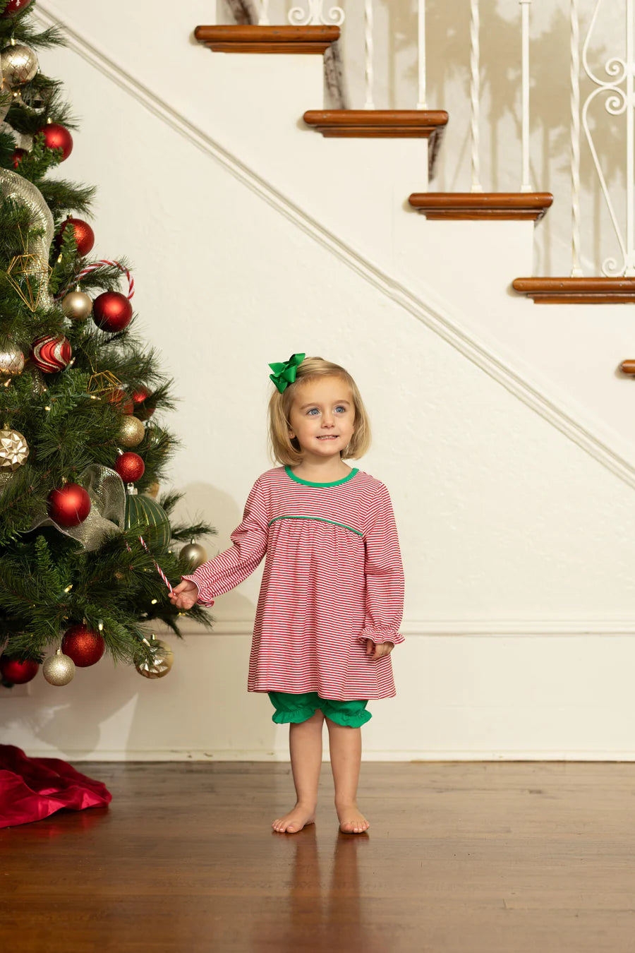 Ellie Bloomer Set Red/Green Stripe
