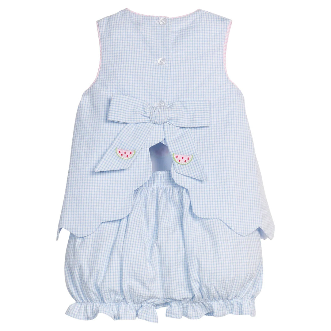 Embroidered Bow Back Bloomer Set - Watermelon