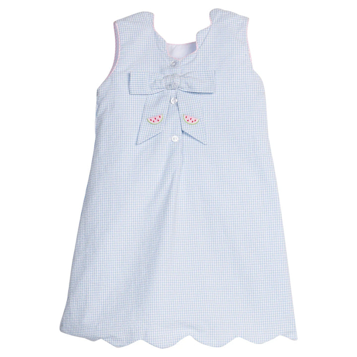 Embroidered Bow Back Dress - Watermelon