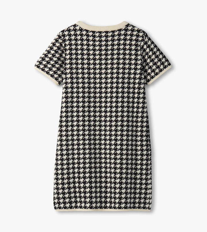Houndstooth Sweater Dress w/Faux Fur Pockets