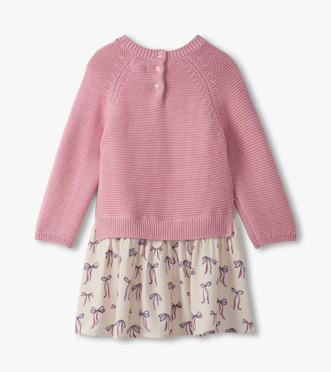 Painterly Bows Mixed Media Sweater Dress