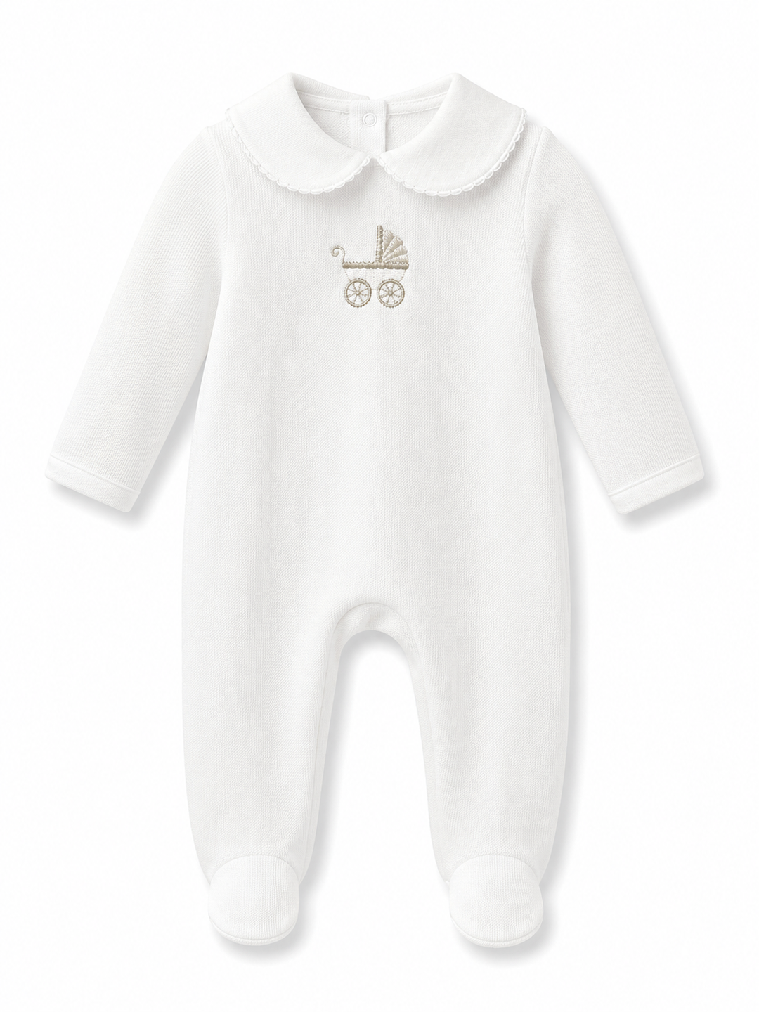 Pima Footie with Pram embroidery - Carmel