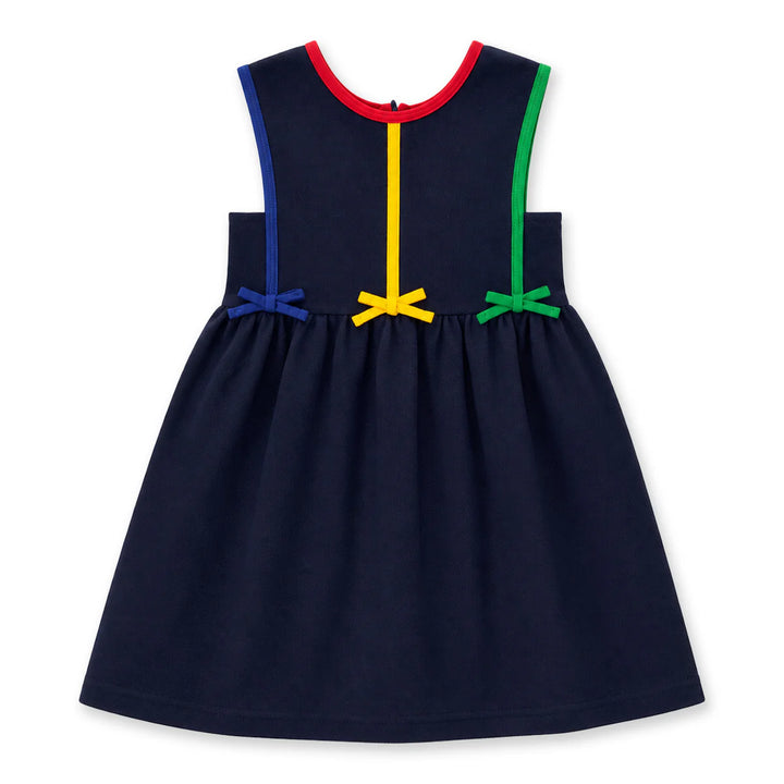 Pique Knit Jumper w/ Bows & Long Sleeve Blouse