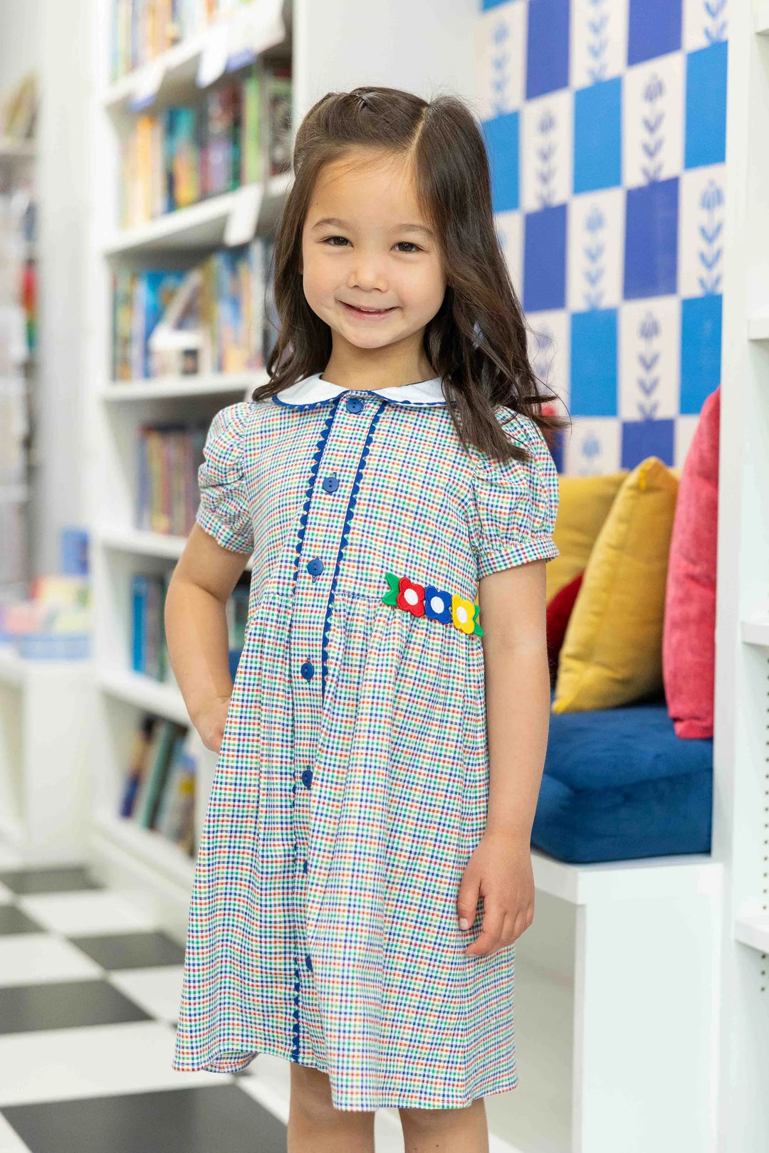 Plaid Dress w/ Flowers