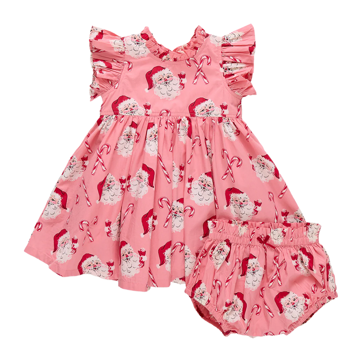 Baby Jennifer Dress Set Pink Candy Cane Santa
