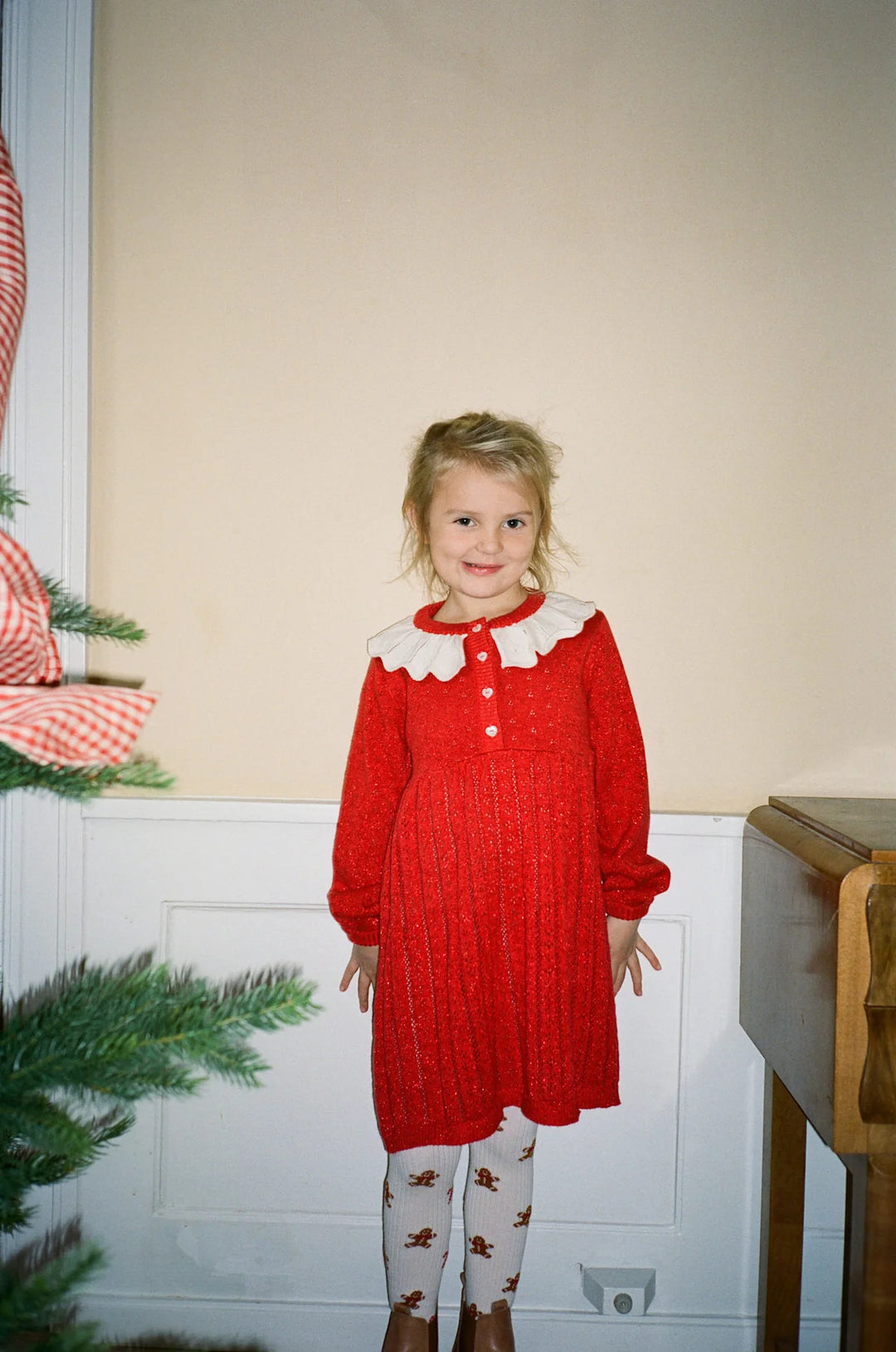 Dora Dress Poppy Red Glitter