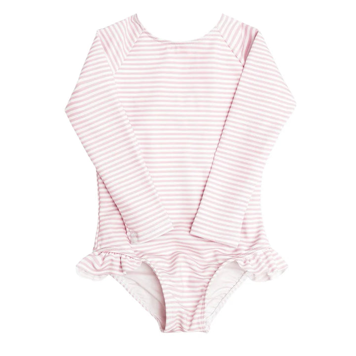 Pink Stripe Rashguard One Piece