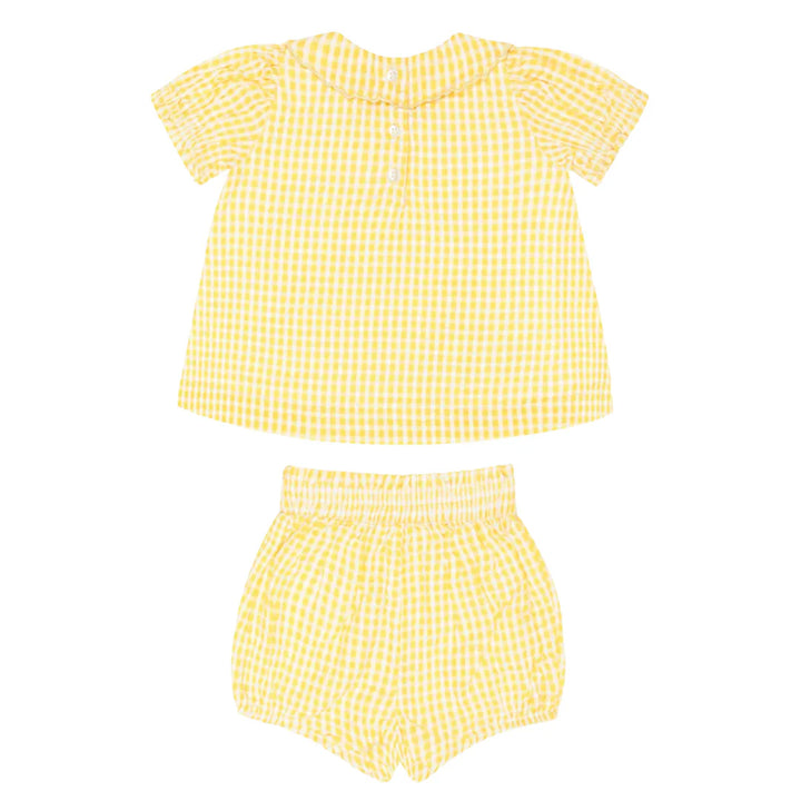 Soleil Gingham Ruffle Sleeve Top and Bloomer Set