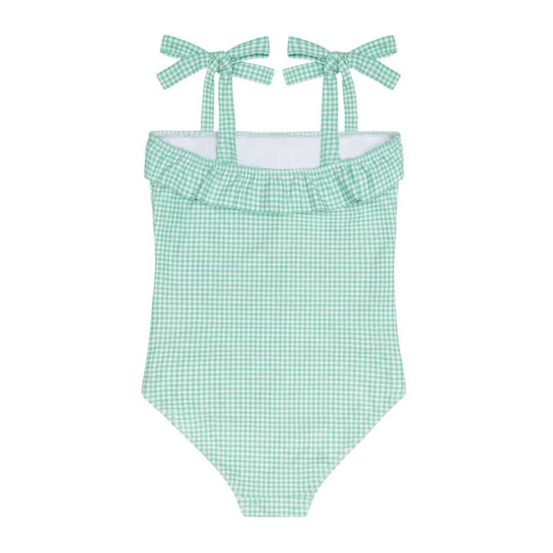 Gustavia Gingham Ruffle Front Tie Strap One Piece