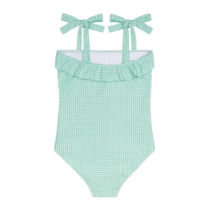 Gustavia Gingham Ruffle Front Tie Strap One Piece