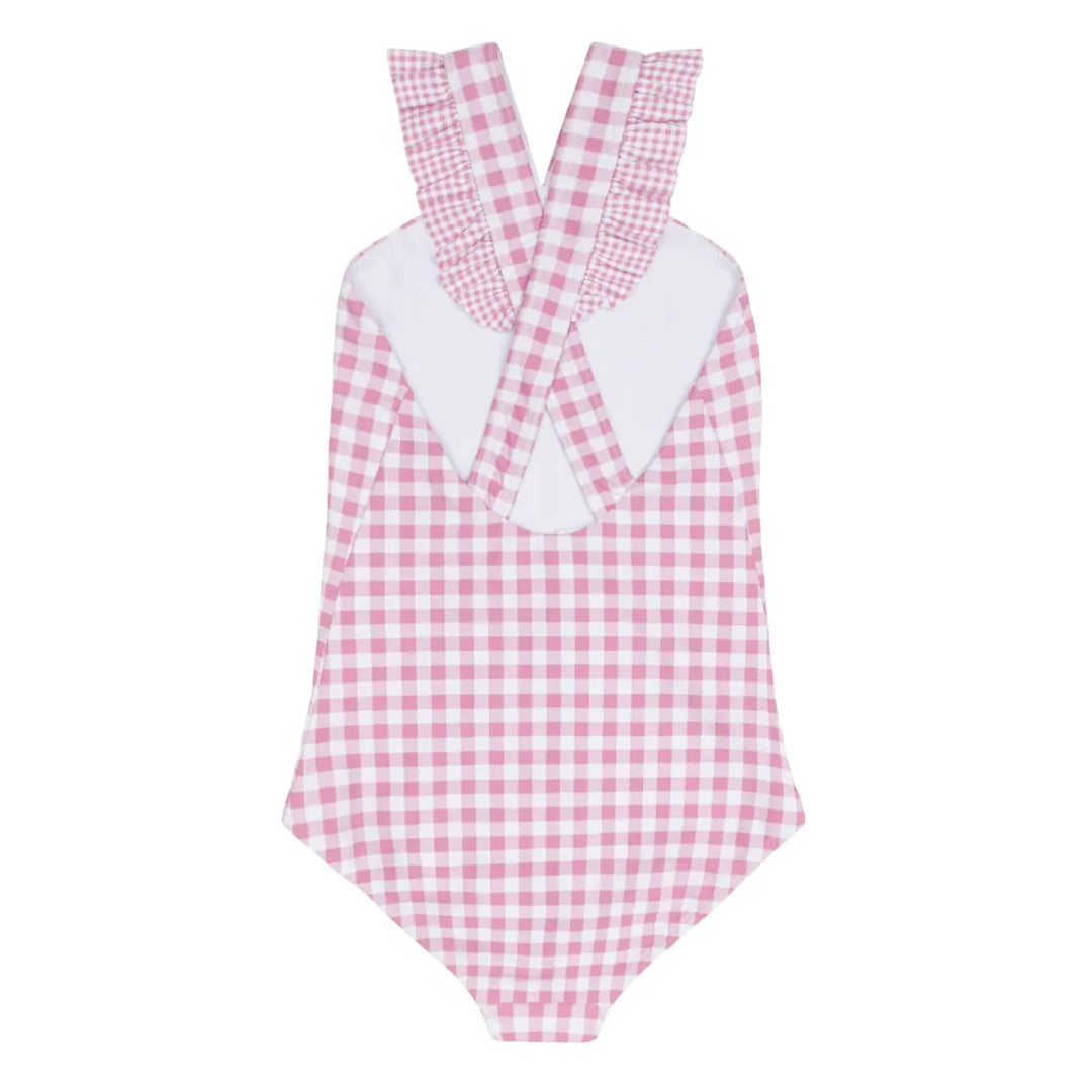 Blush Gingham V-neck Crossover One Piece