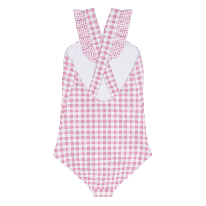 Blush Gingham V-neck Crossover One Piece