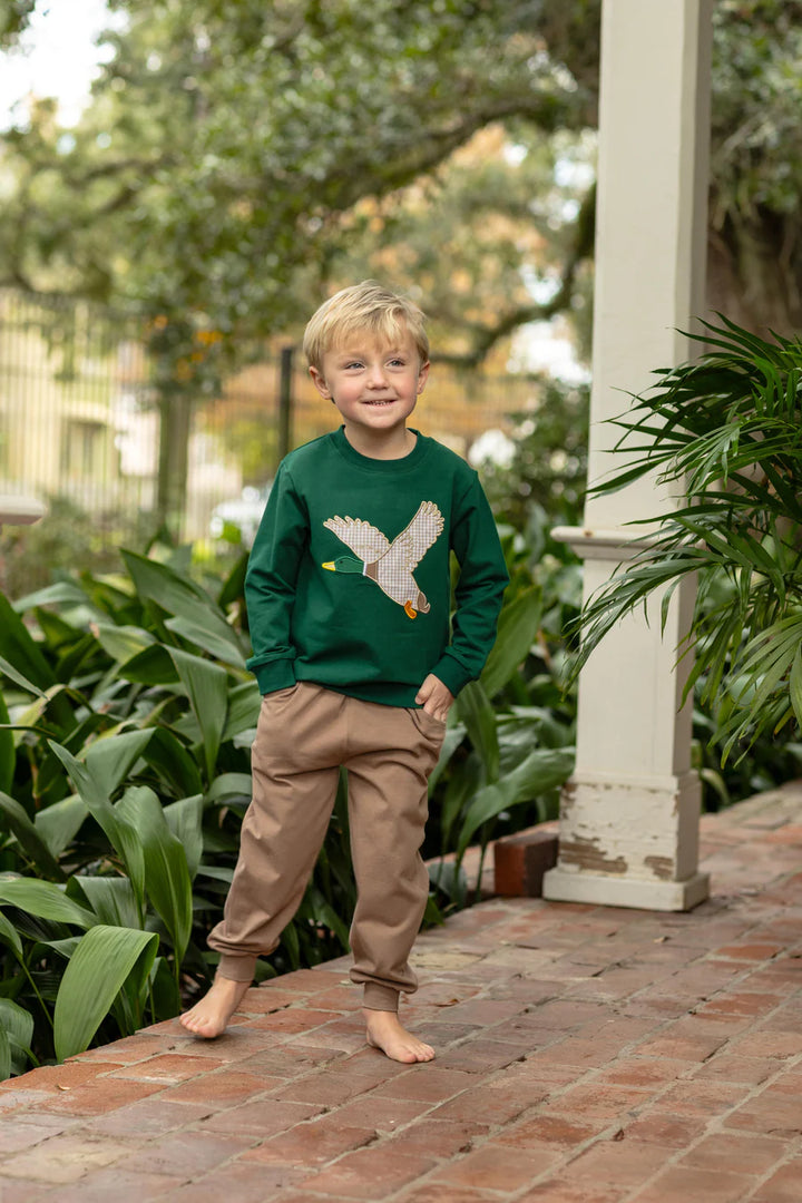 French Terry Mallard Pullover and Brown Jogger Set